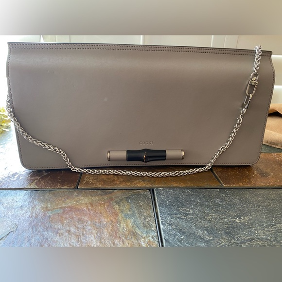 RARE Authentic GUCCI Continental Lady Bamboo Leather Clutch - Picture 1 of 10